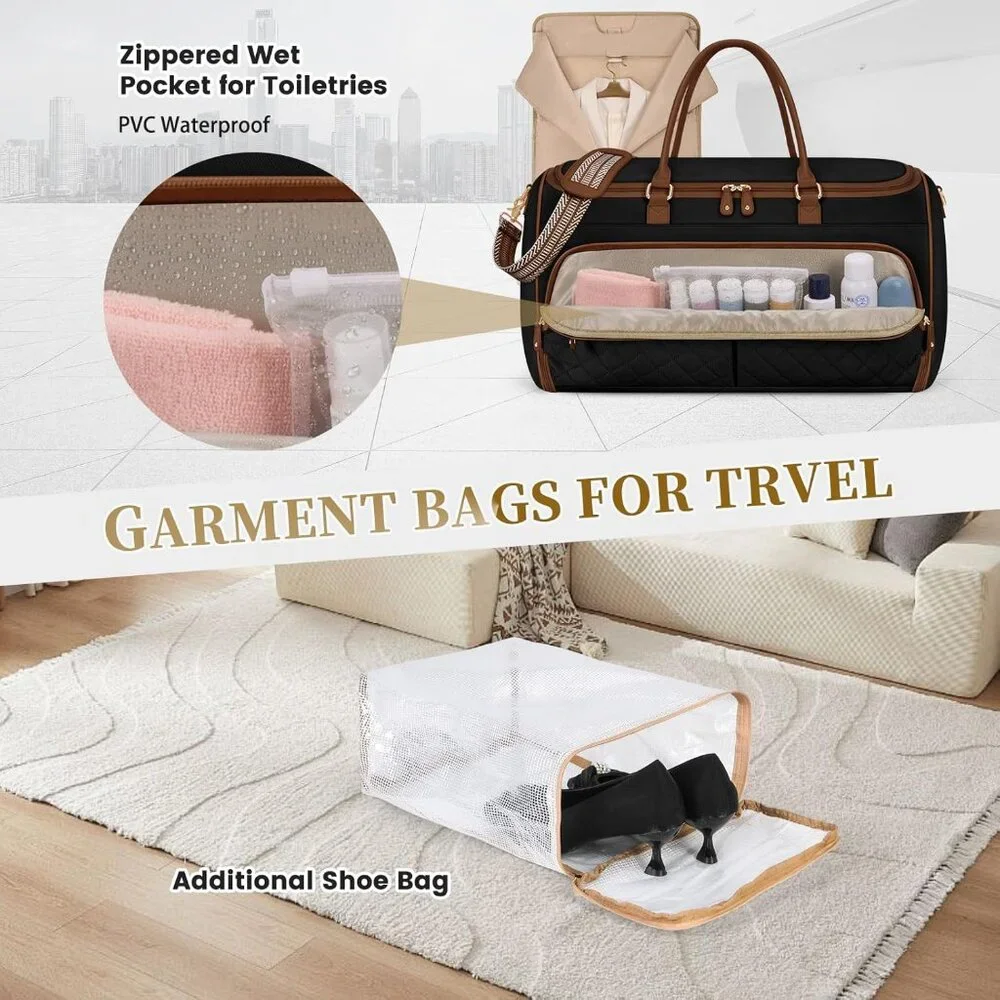 Garment Bags for Travel Women Convertible Garment Duffle Bag for Hanging Clothes - Picture 2 of 7